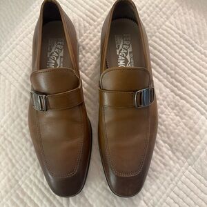 Salvatore Ferragamo Men's Tan Leather Slip-Ons